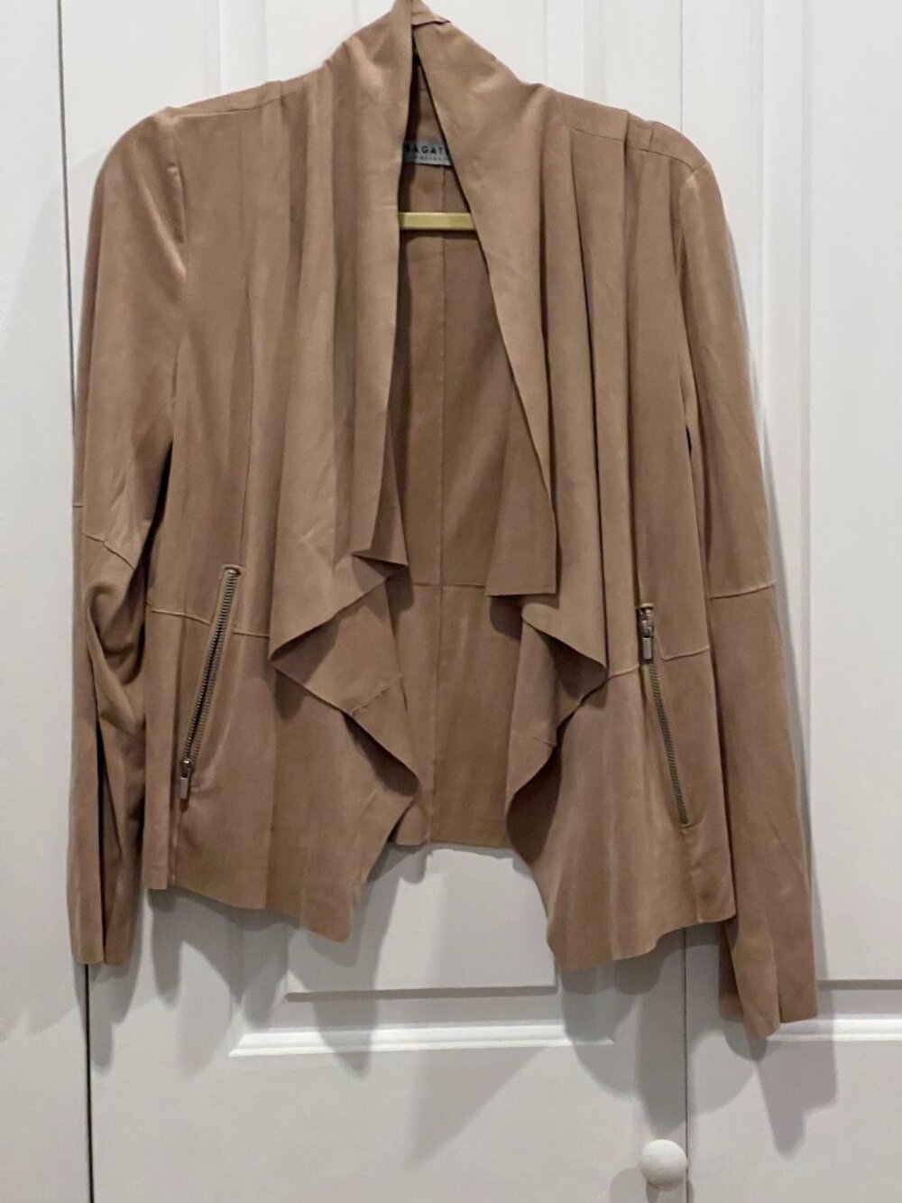 Bagatelle Collection Faux Suede Moto Jacket – Tan – Size L
